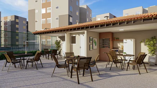 Area gourmet churrasqueira render empreendimento