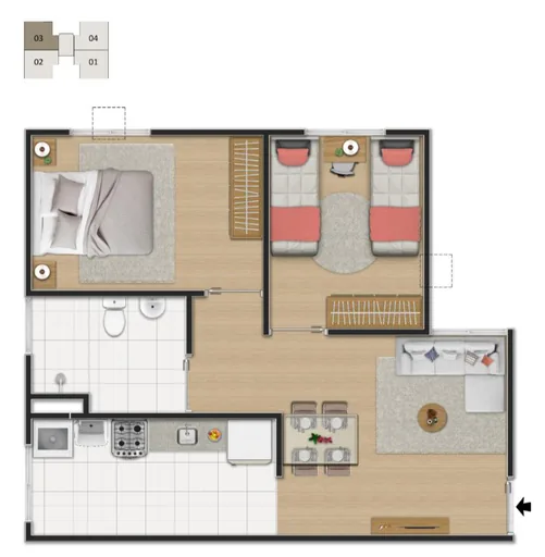 Planta apartamento 2 quartos