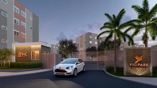 Render fachada entrada condominio vic park hungria