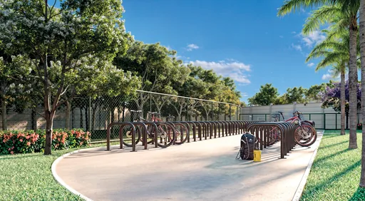 Bicicletario render noturno amenidade