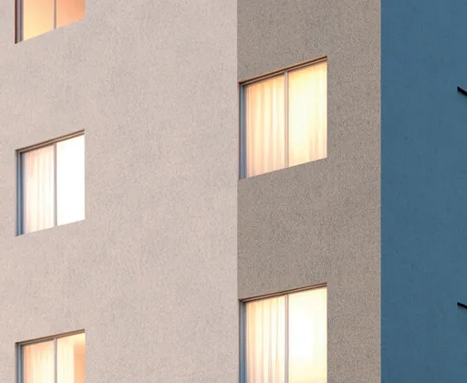 Fachada edificio detalhe varanda noturno