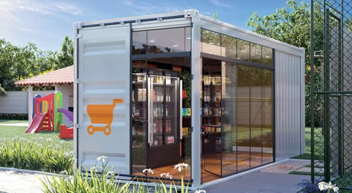 Render noturno espaco comercial condominio