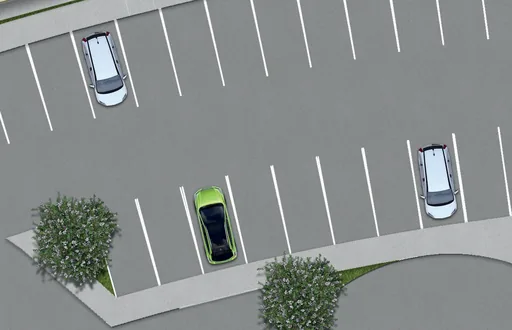 Vista aerea estacionamento render noturno