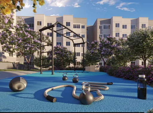 Area fitness externa condominio render