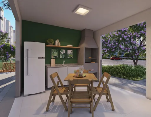 Area gourmet churrasqueira render