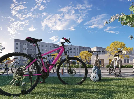Bicicletario area externa render empreendimento