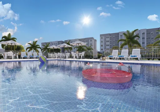 Piscina area lazer render condominio
