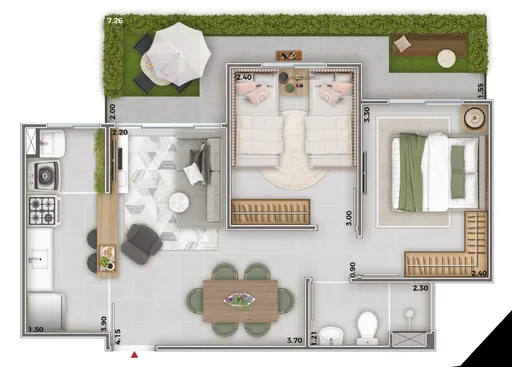 Planta apartamento com jardim privativo