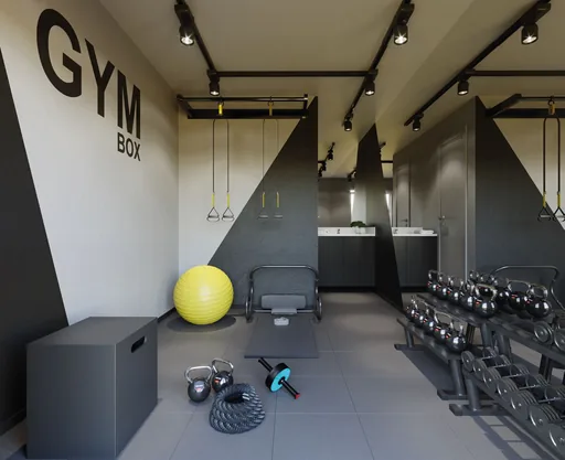 Academia gym box amenidade render