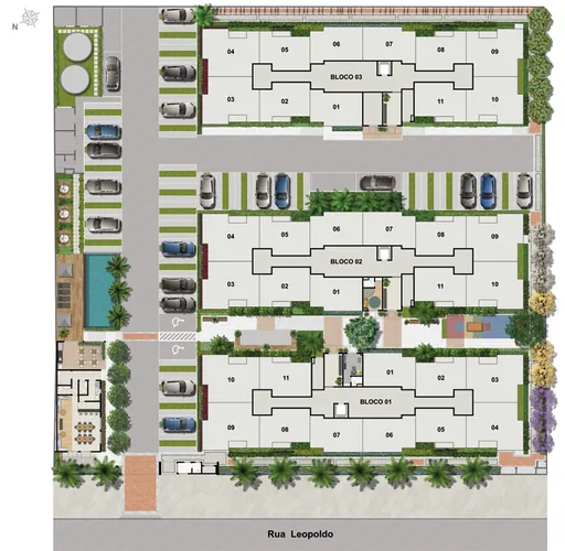 Implantacao blocos condominio rua leopoldo