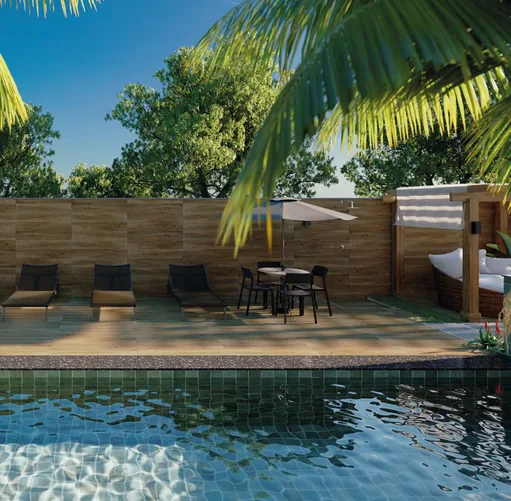 Piscina deck area lazer render