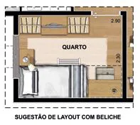 Planta quarto sugestao layout beliche