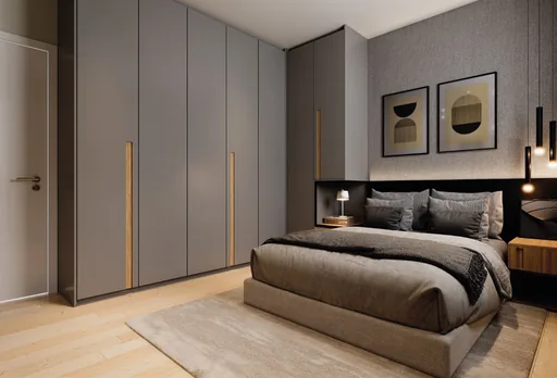 Quarto suite render guarda roupa embutido