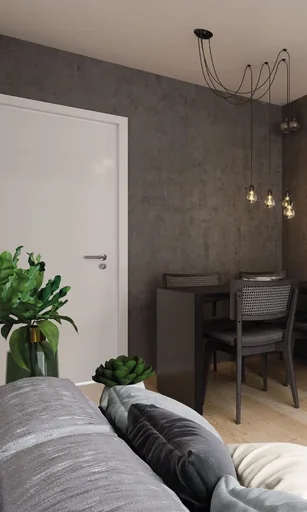 Render sala jantar estilo industrial