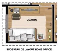 Sugestao layout home office quarto