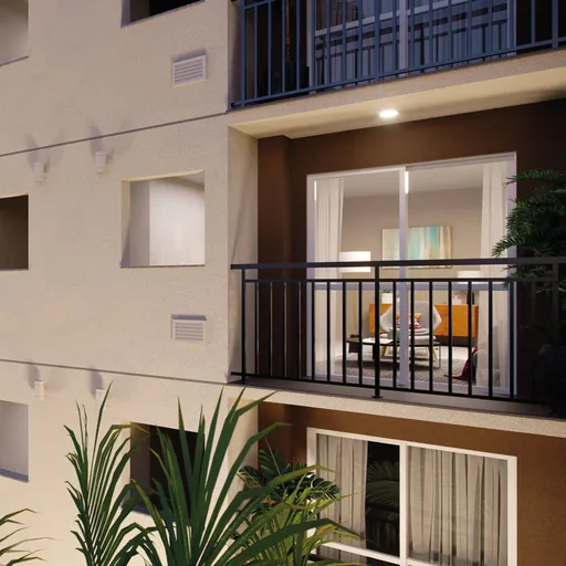 Varanda apartamento render noturno