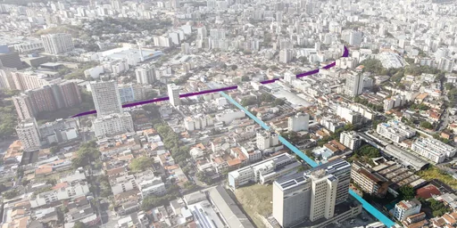 Vista aerea contexto urbano linhas destaque