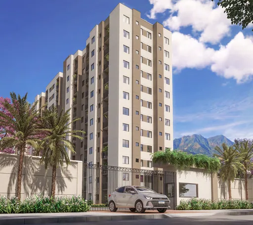 Fachada externa render edificio portaria