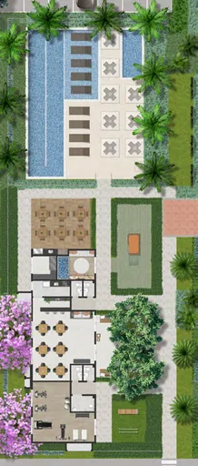 Implantacao areas comuns piscina lazer