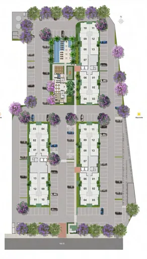 Implantacao condominio blocos numerados