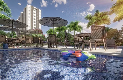 Piscina area lazer render empreendimento 2