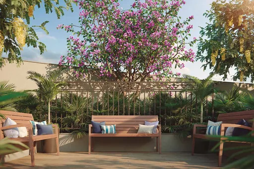 Area externa jardim banco madeira