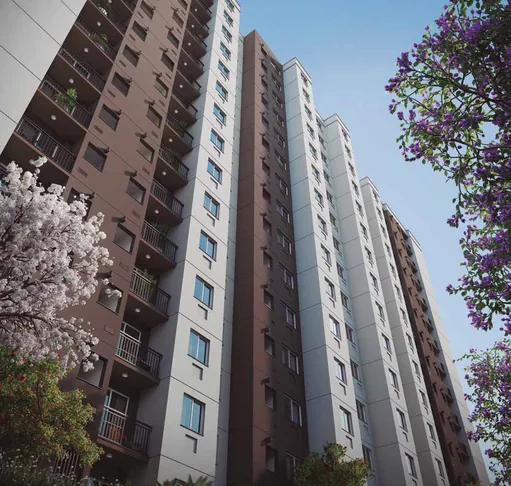 Fachada edificio render externo angulo baixo