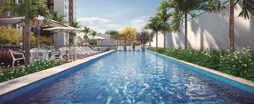 Piscina area lazer render condominio
