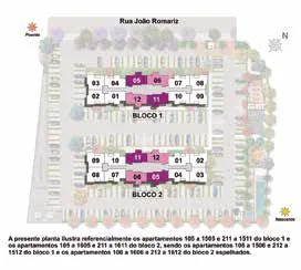 Planta situacao blocos apartamentos numerados