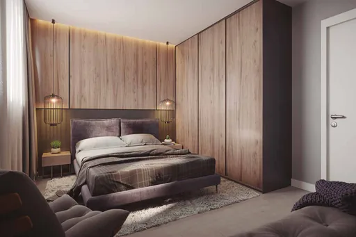 Render quarto suite armario madeira