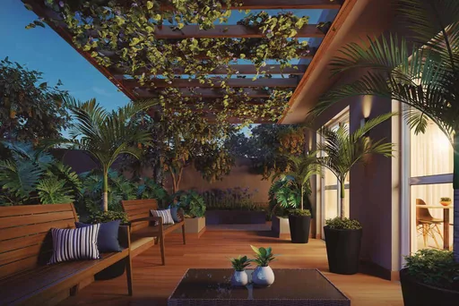 Terraco pergolado area externa render